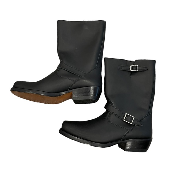 John Cooper Biker western cowboy black Genuine Leather Motorcycle Boots Spain - Picture 3 of 14